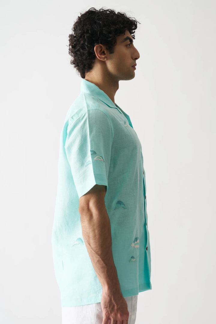 Sky Is The Limit - Hand Embroidered Unisex Pure Linen Shirt