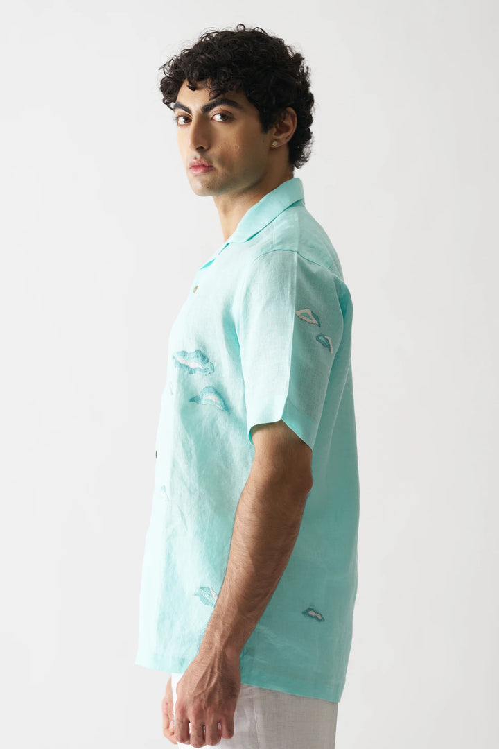 Sky Is The Limit - Hand Embroidered Unisex Pure Linen Shirt