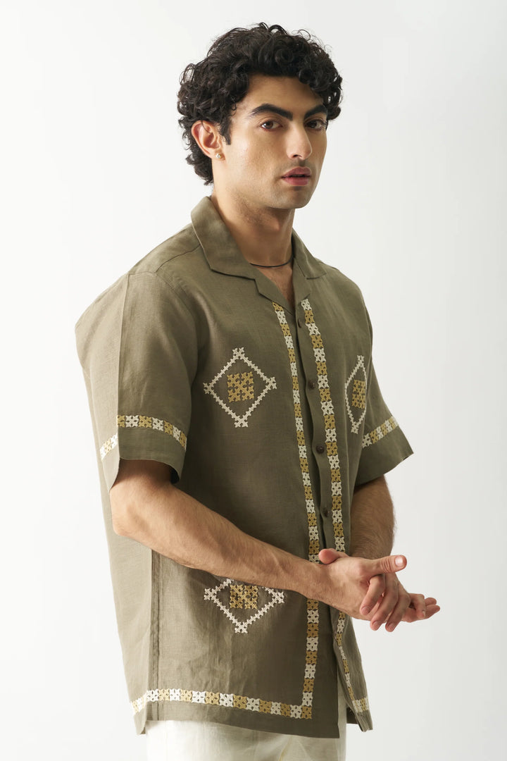 Call Me Aesthetic - Hand Embroidered Unisex Pure Linen Shirt