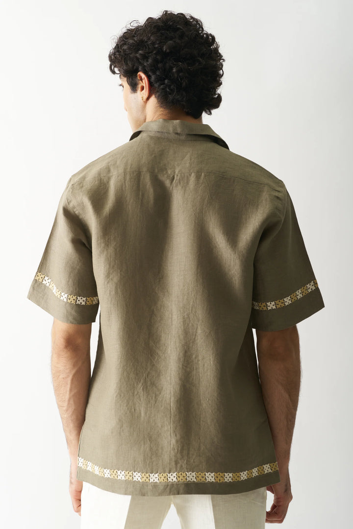 Call Me Aesthetic - Hand Embroidered Unisex Pure Linen Shirt