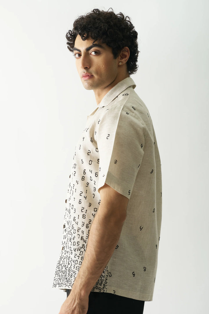 It's All About Numbers - Hand Embroidered Unisex Pure Linen Shirt