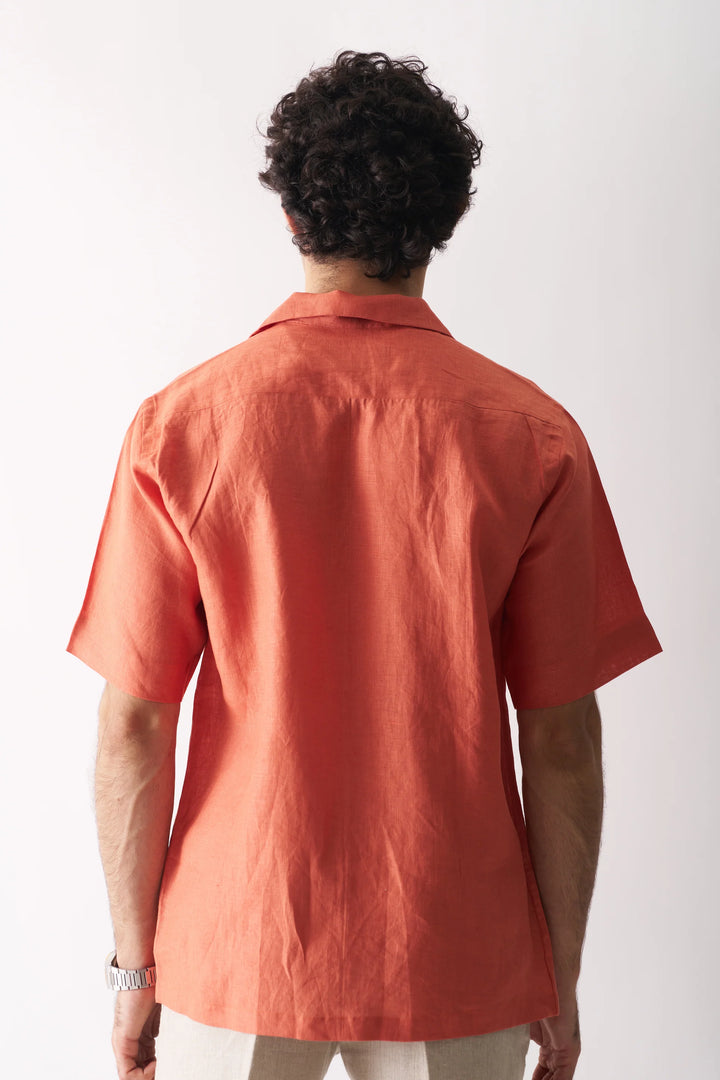 Orange Blossom - Hand Embroidered Unisex Pure Linen Shirt