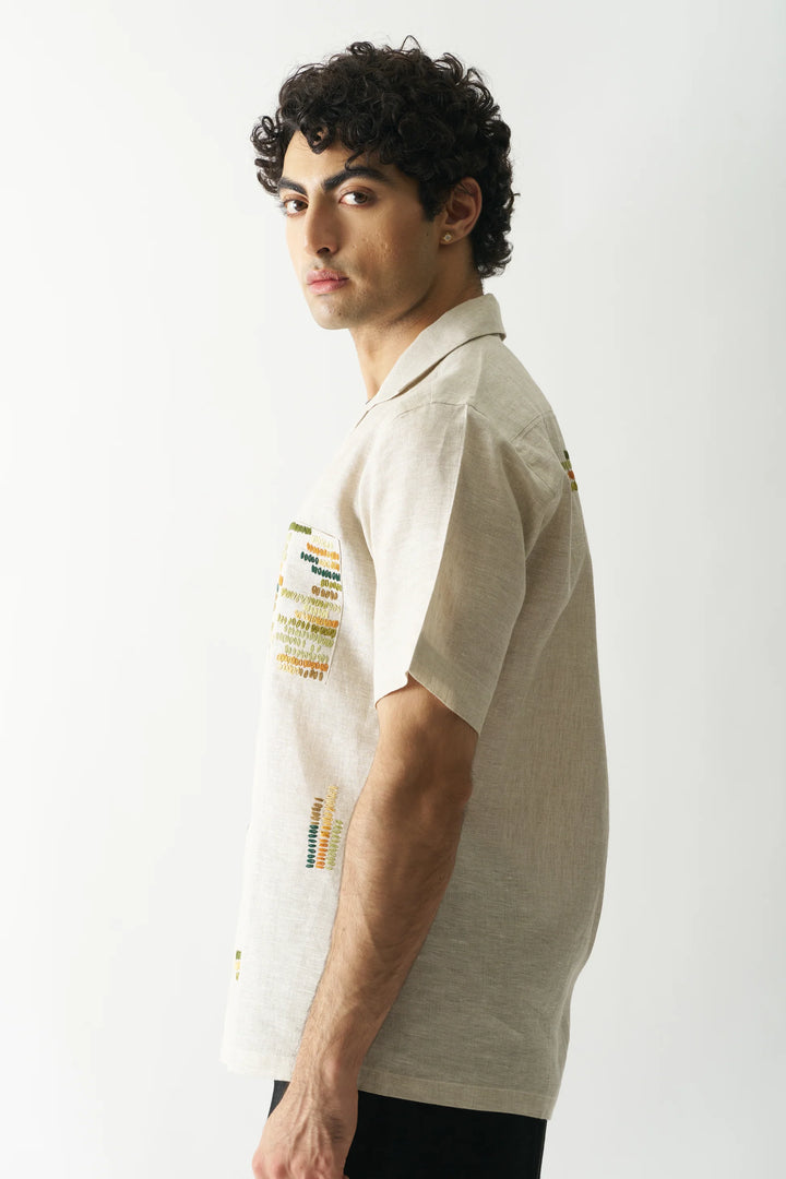 Classical Elegance - Hand Embroidered Unisex Pure Linen Shirt