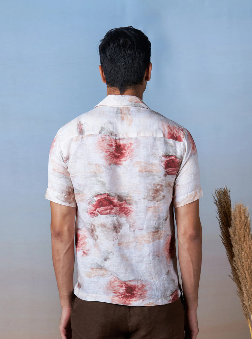Ancient Hunt - Hand Embroidered Unisex Printed Linen Shirt