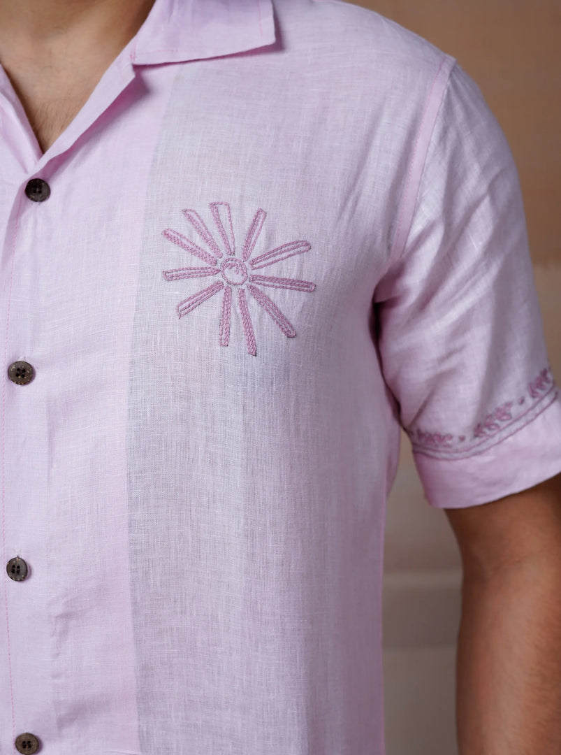 Botanical Breeze - Hand Embroidered Unisex Linen Shirt