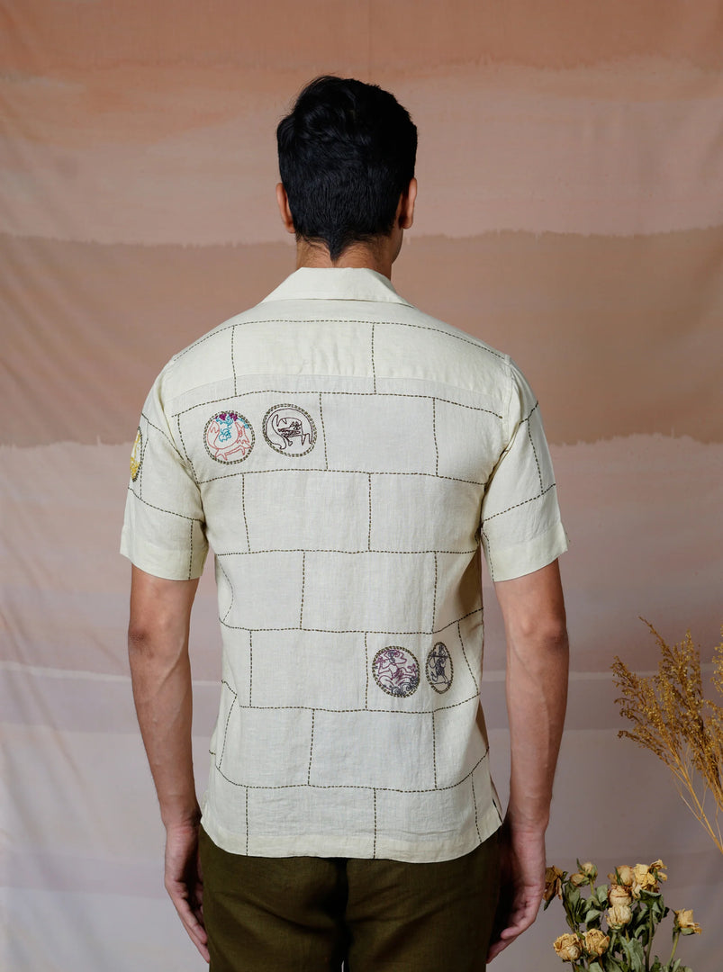 Cultural Tales - Hand Embroidered Unisex Linen Shirt