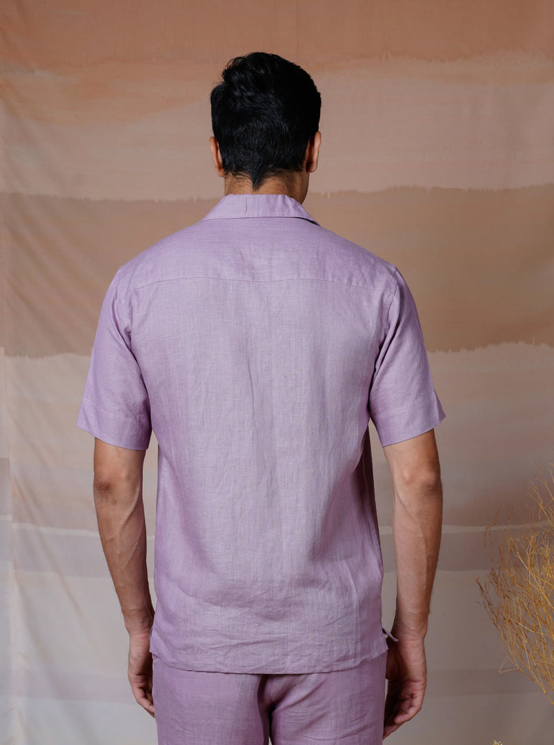 Lilac Ascent - Hand Embroidered Unisex Linen Shirt