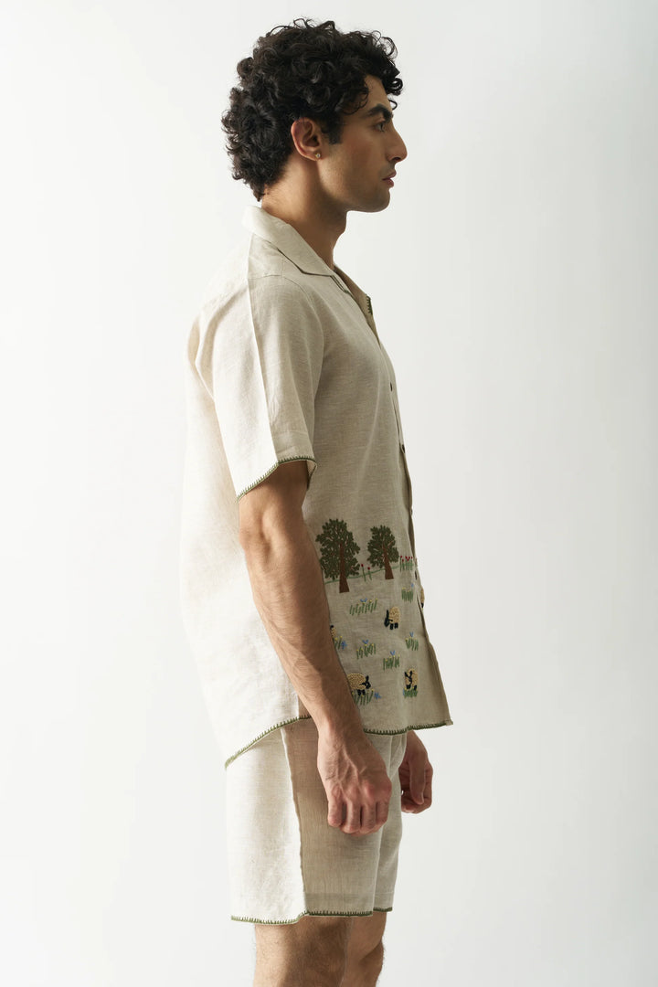 Lazy Sheep - Hand Embroidered Pure Linen Unisex Co-ord Set