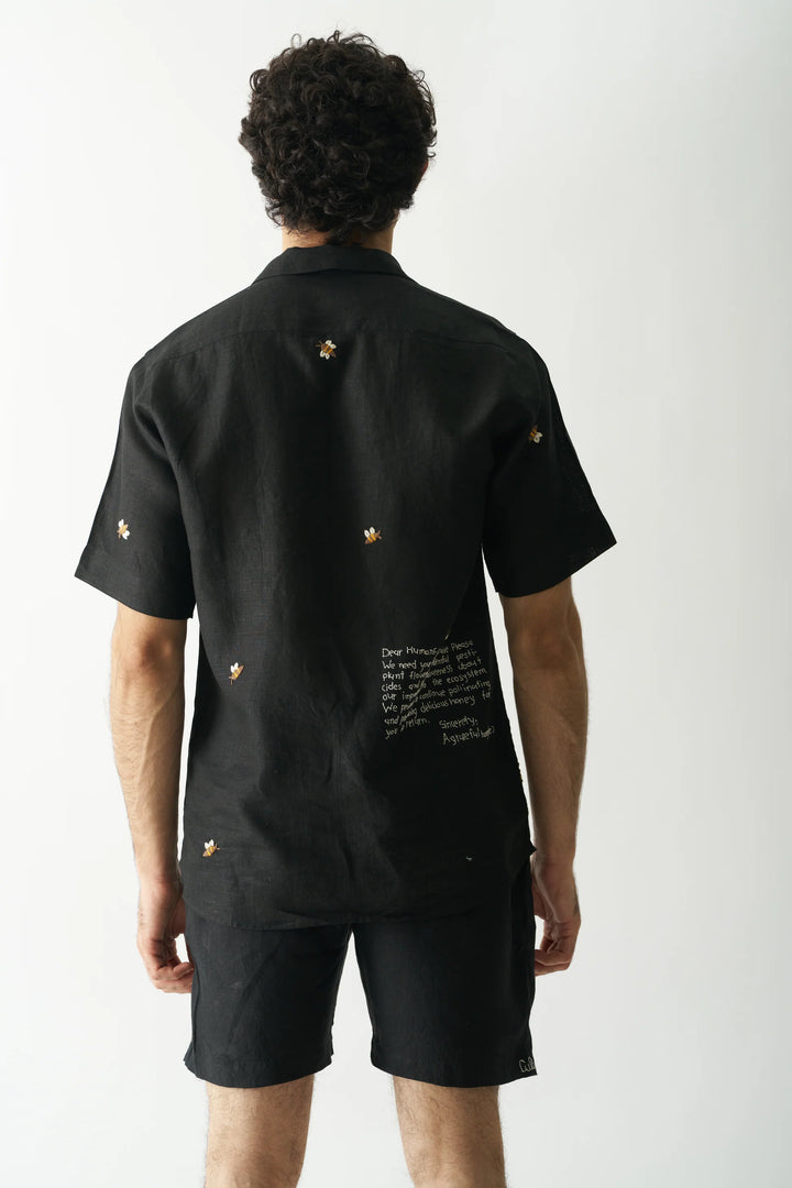 Buzzing Bees - Hand Embroidered Pure Linen Unisex Co-ord Set