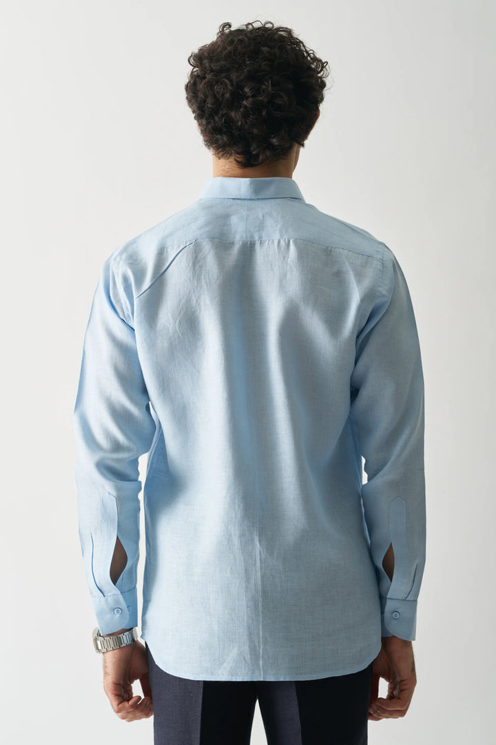 Blissful Blue - Rozzana Full Sleeve Pure Linen Shirt