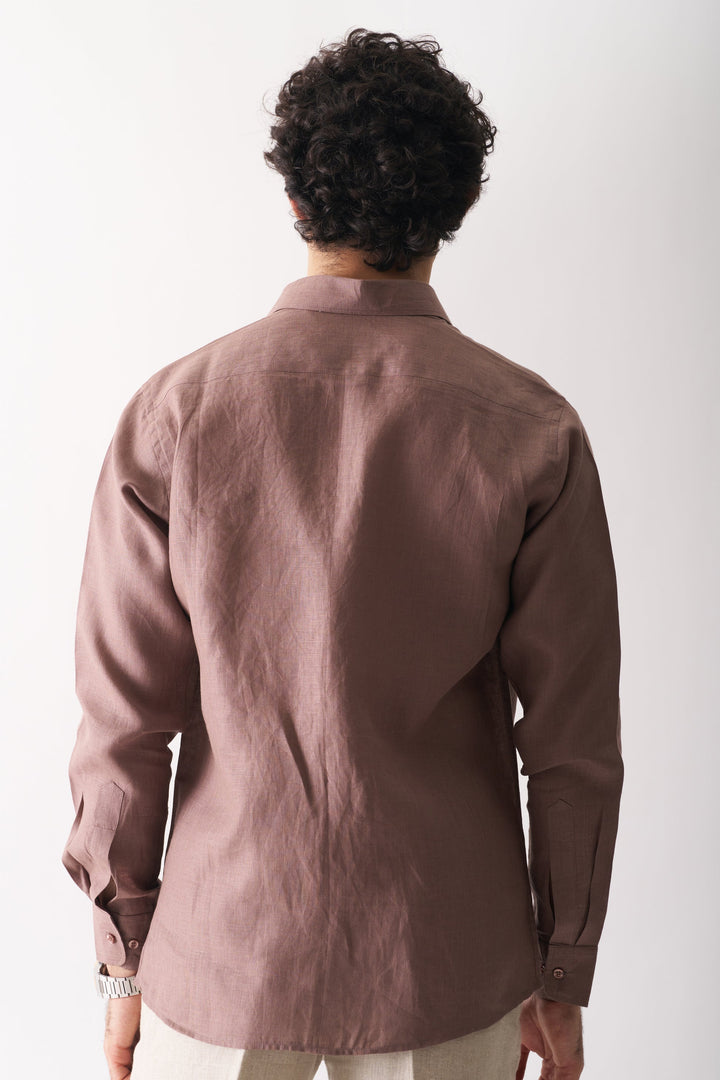 Coffee - Rozzana Full Sleeve Pure Linen Shirt