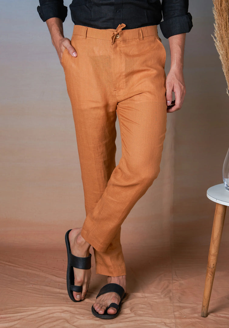 OCHRE - LINEN EAZY PANT