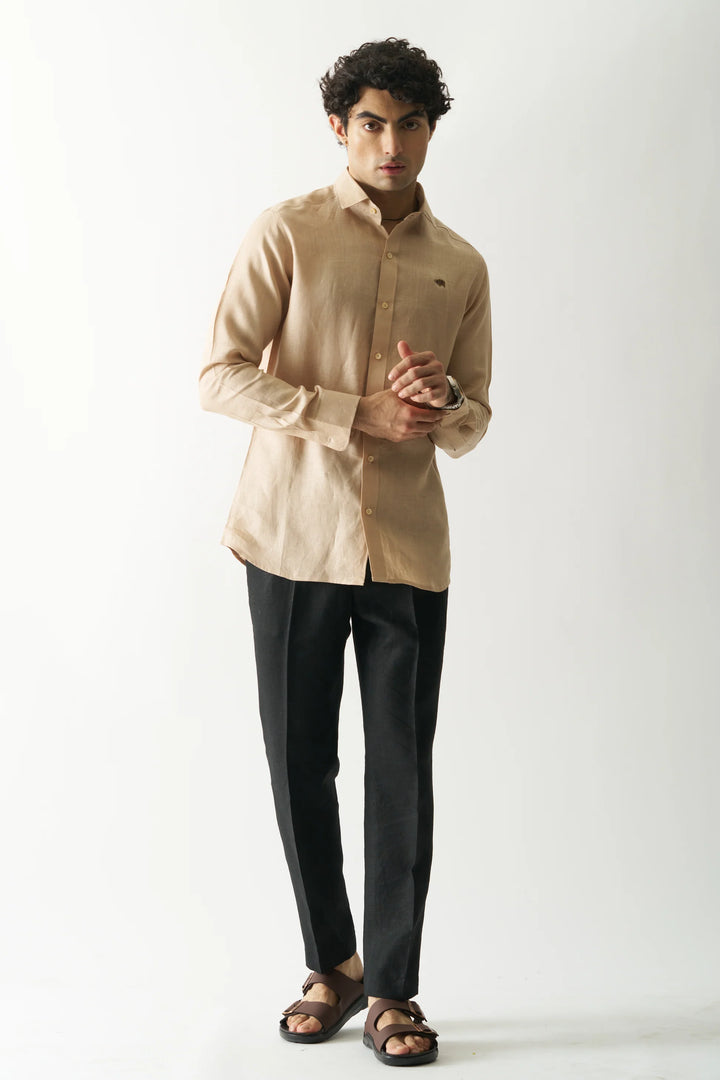 Swiss Coffee - Rozzana Full Sleeve Pure Linen Shirt
