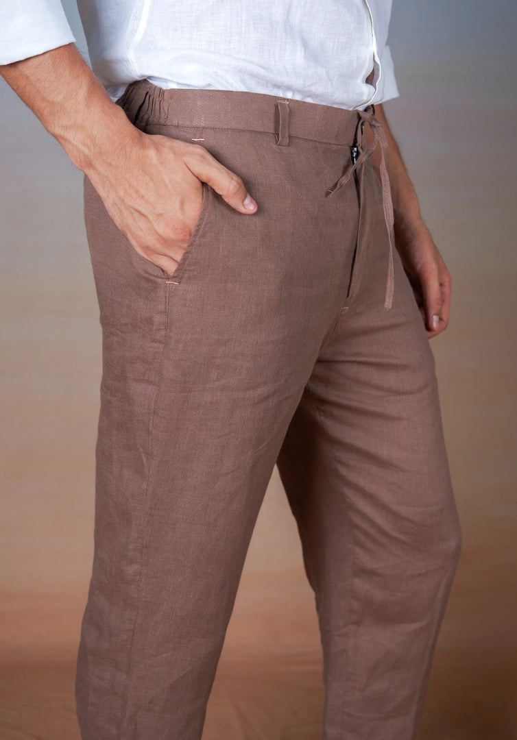 COFFEE - LINEN EAZY PANT