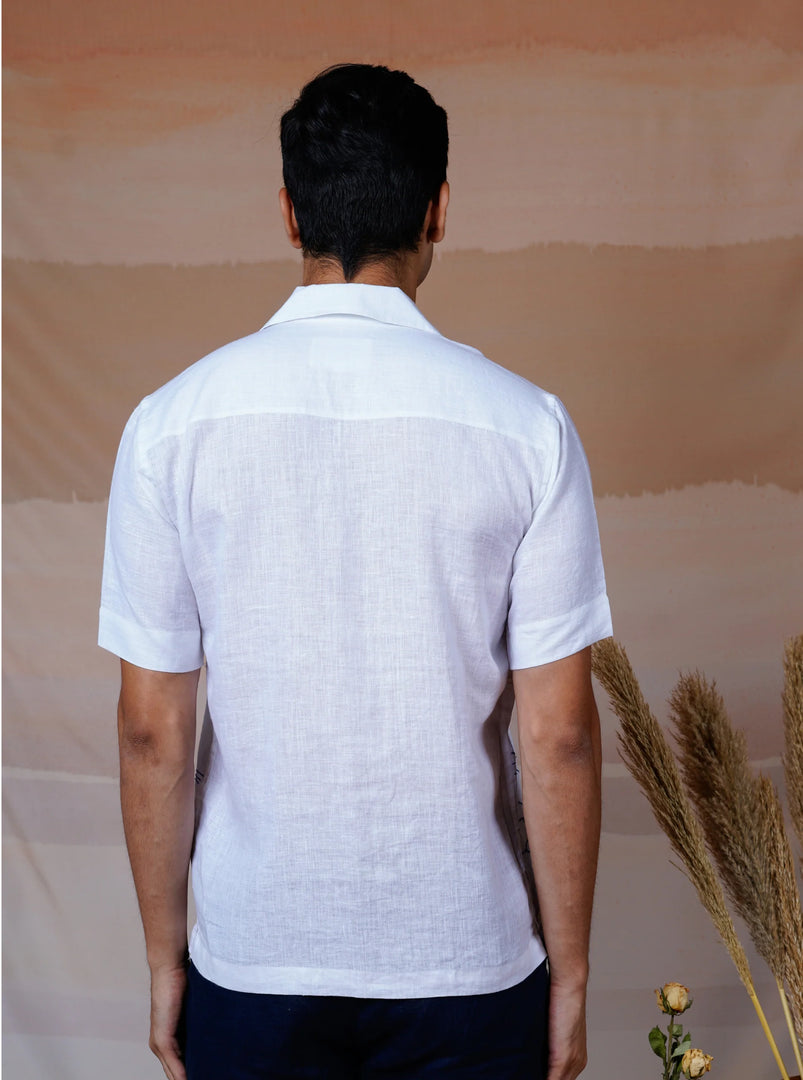 Coastal Charm - Hand Embroidered Unisex Linen Shirt